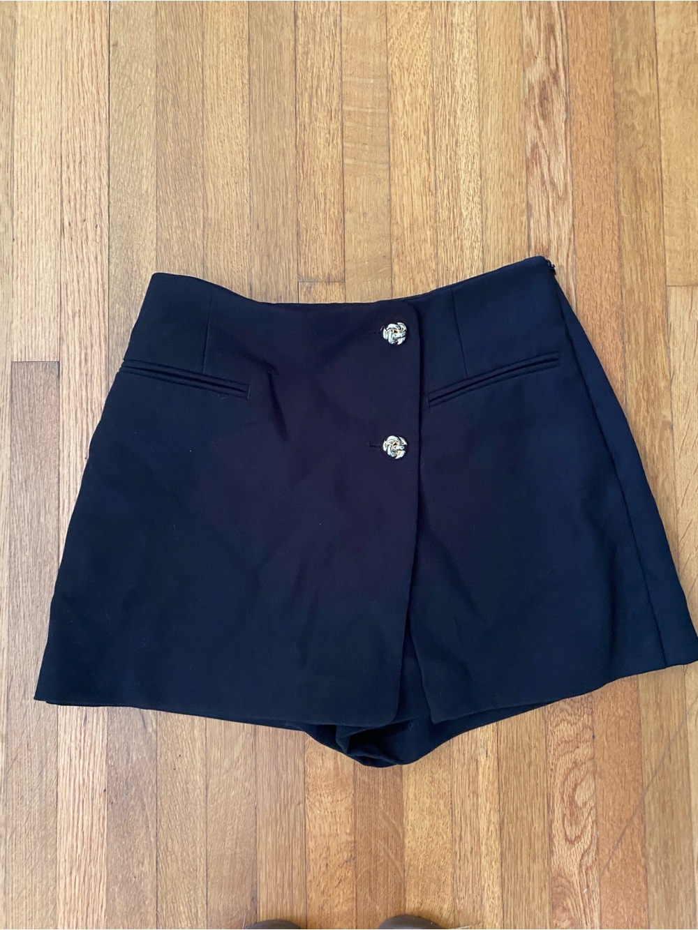Zara Black Tailored Shorts with Decorative Buttons